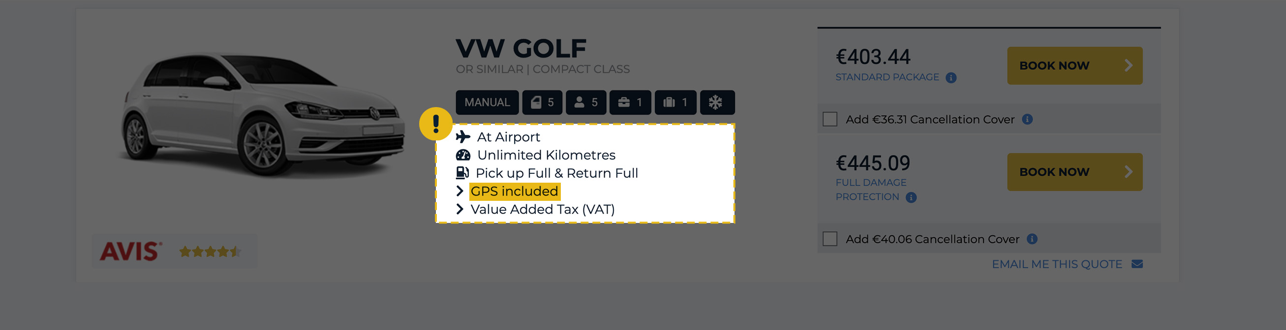 Deals that include a GPS Auto Europe Car Hire Offers